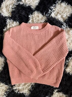 H&M Rose Pink Ribbed Crewneck Sweater